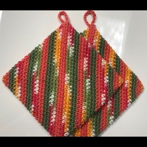 Handmade 100% cotton potholders in fall colors